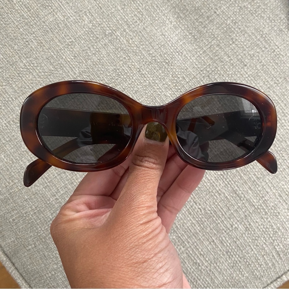 Celine Triomphe Oval Sunglasses Tortoise